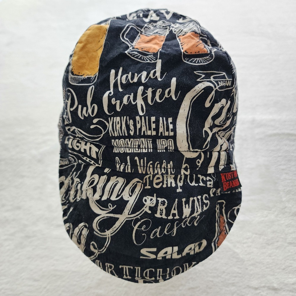 Kustom Beanies Beer Pub‎ Graphic Cap OSFM Black Cotton Brewery Drinks Biker Hat